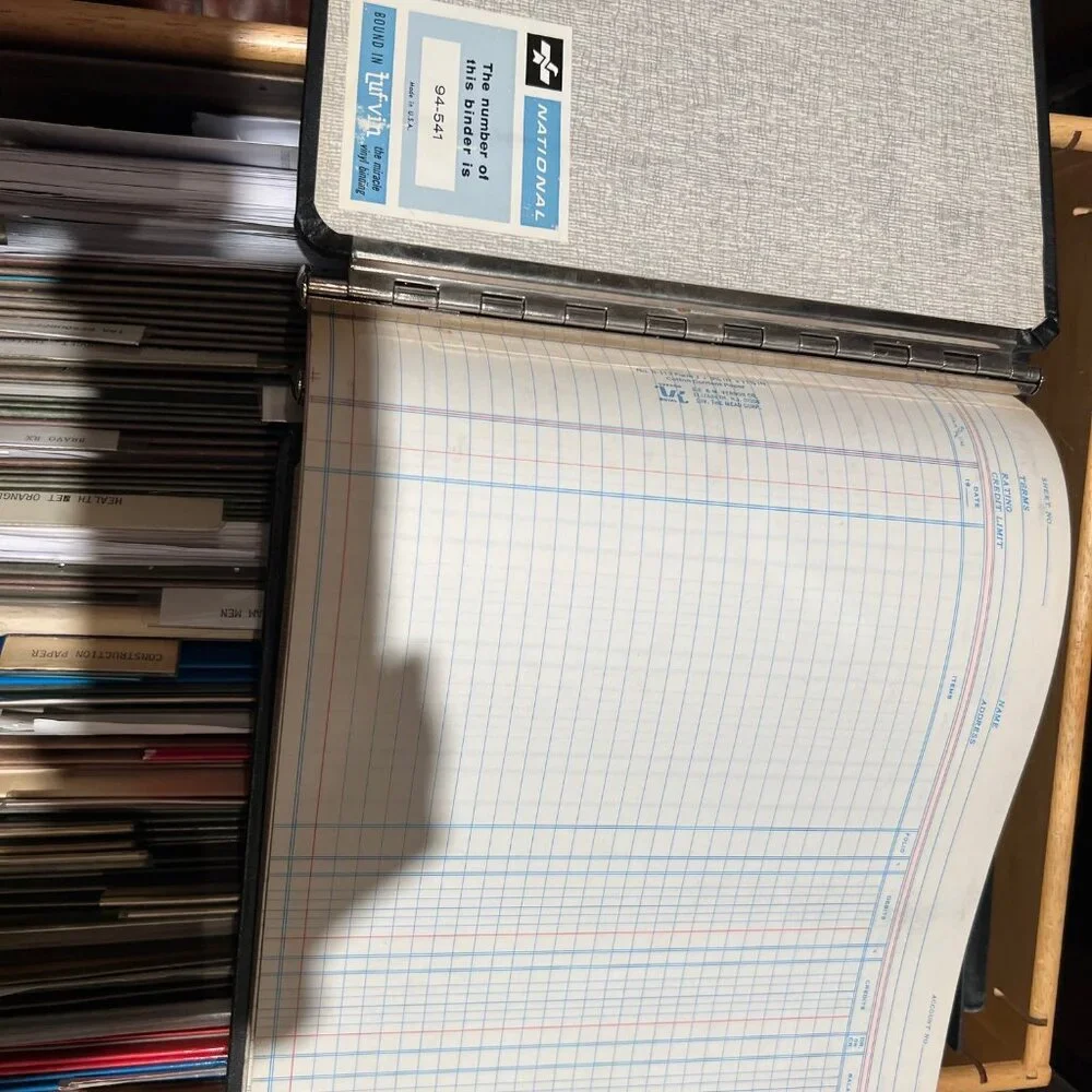 LEATHER LEDGER WITH TABS FOR DIVIDERS, SHEETS INCLUDED